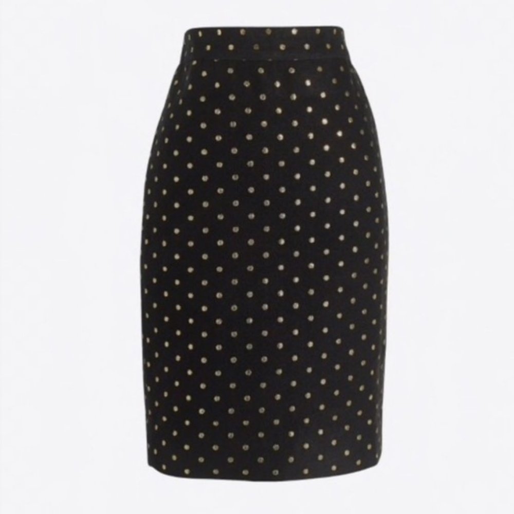 J.Crew Black Lurex® Dot Jacquard Dot Pencil Skirt